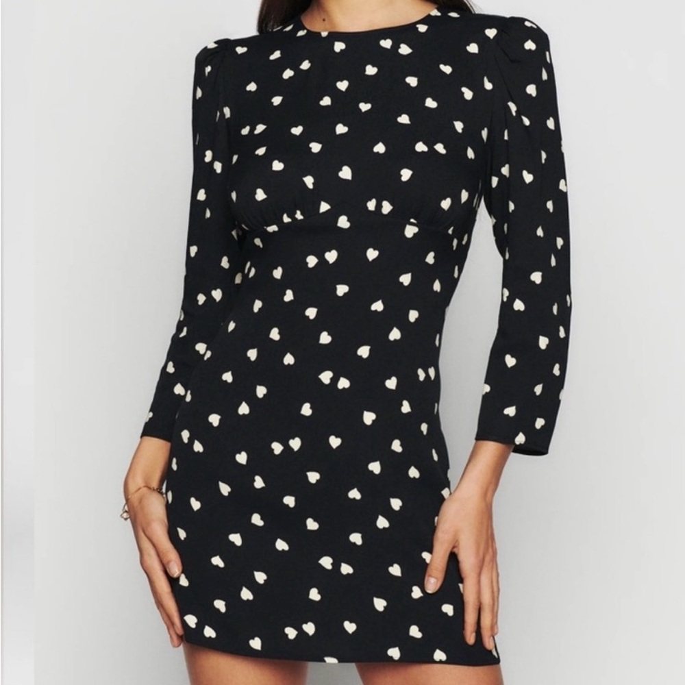 Reformation Black and White Long Sleeve Dress